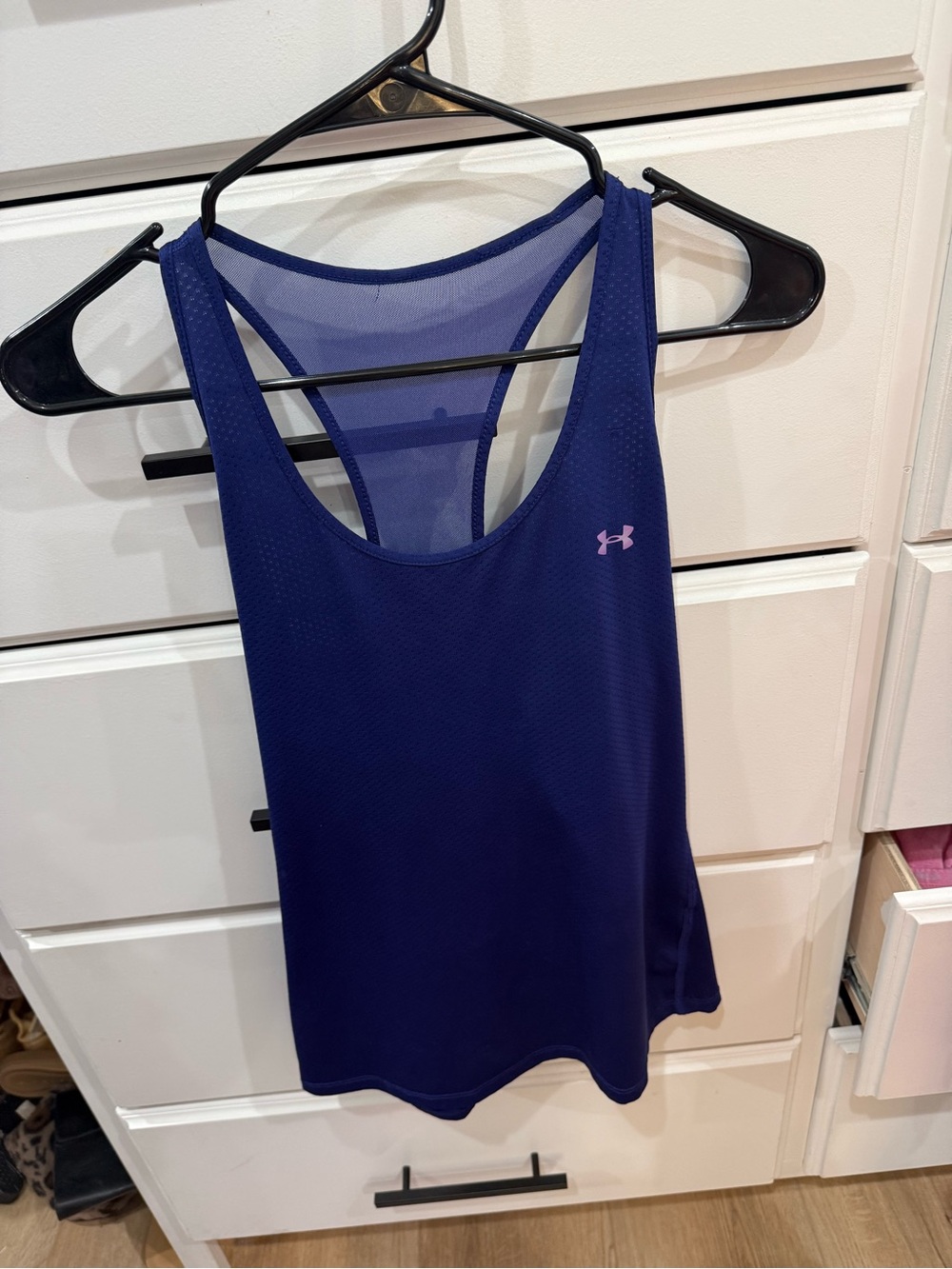 Under Armour Navy/Purple Racerback Performance Tank with Purple Logo
